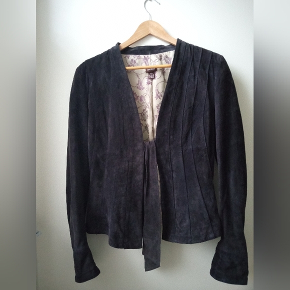 🖤 Danier Leather | Suede Blazer | Genuine Leather | Grey | Size L - Picture 3 of 11